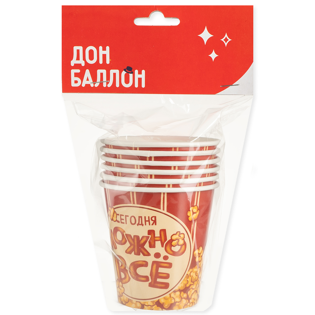 Стаканы (250 мл) Фастфуд, 6 шт.