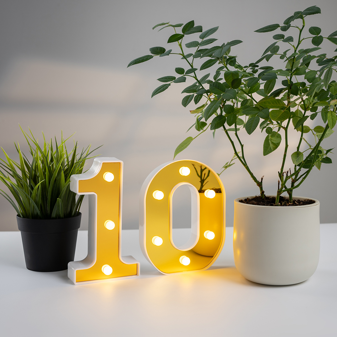 Световая фигура Цифра, 0, 16 см. Золото, 1 шт.