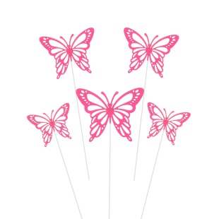 Топперы, Ажурные бабочки, Фуксия, 18 см, 10 шт.