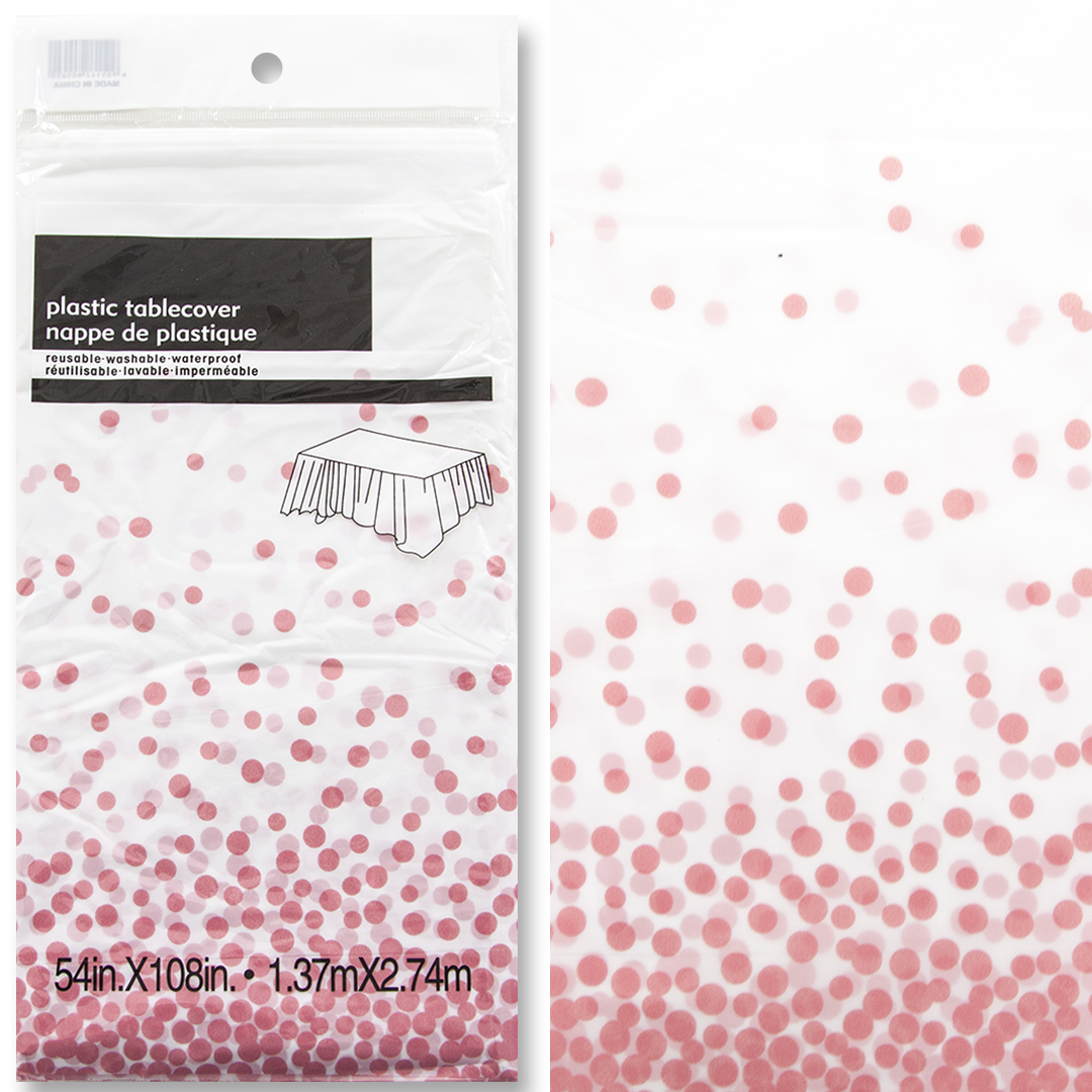 Скатерть одноразовая, Конфетти, Белый/Розовый, 137*274 см, 1 шт.