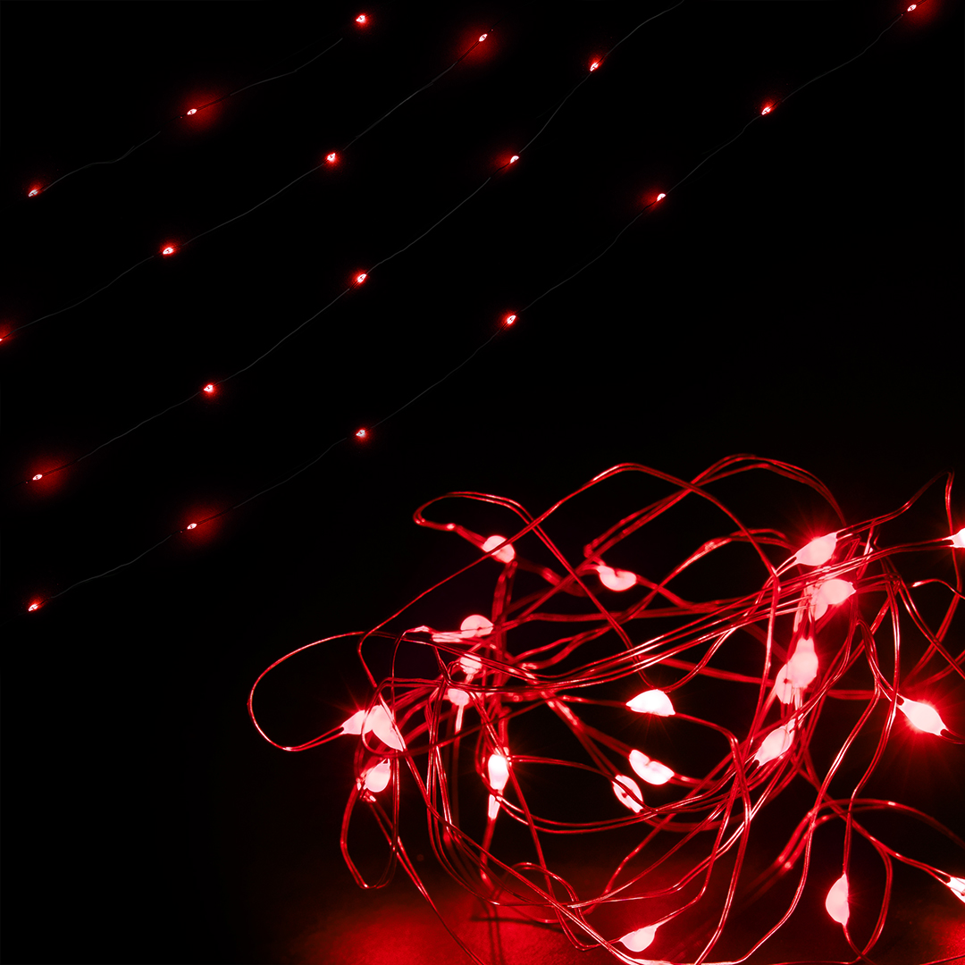 Светодиодная гирлянда, Роса 50 Led, IP14, 5 м. Красный, 1 шт.
