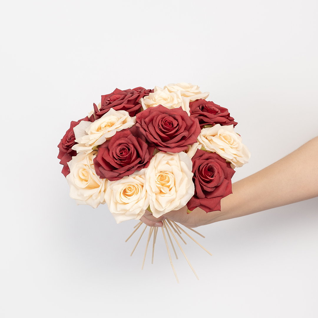 Роза (бутон), искусственная, Персиковый, 9 см, 3 шт. в упак. 