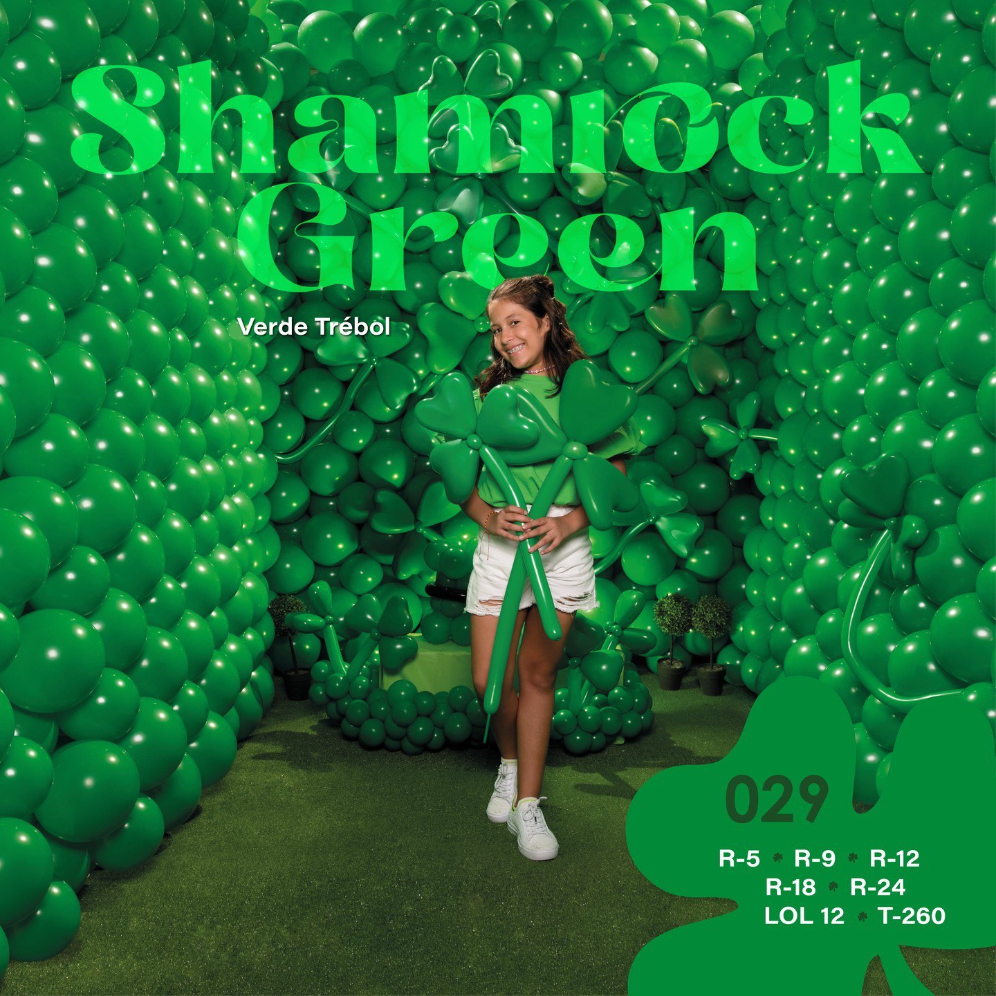 Шар (12''/30 см) Линколун, Зеленый клевер (029), пастель, 50 шт.