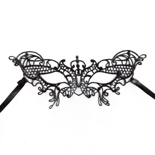 Маска кружевная, фигурная, Бабочка, Черный, 16*24 см, 1 шт. 