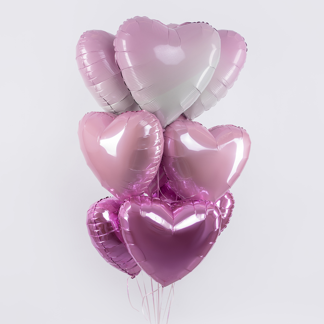 Шар (18''/46 см) Сердце, Розовый, Градиент, 1 шт.