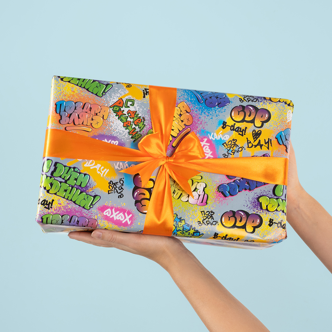 Упаковочная бумага 105гр (0,7*1 м) Граффити, 10 шт.