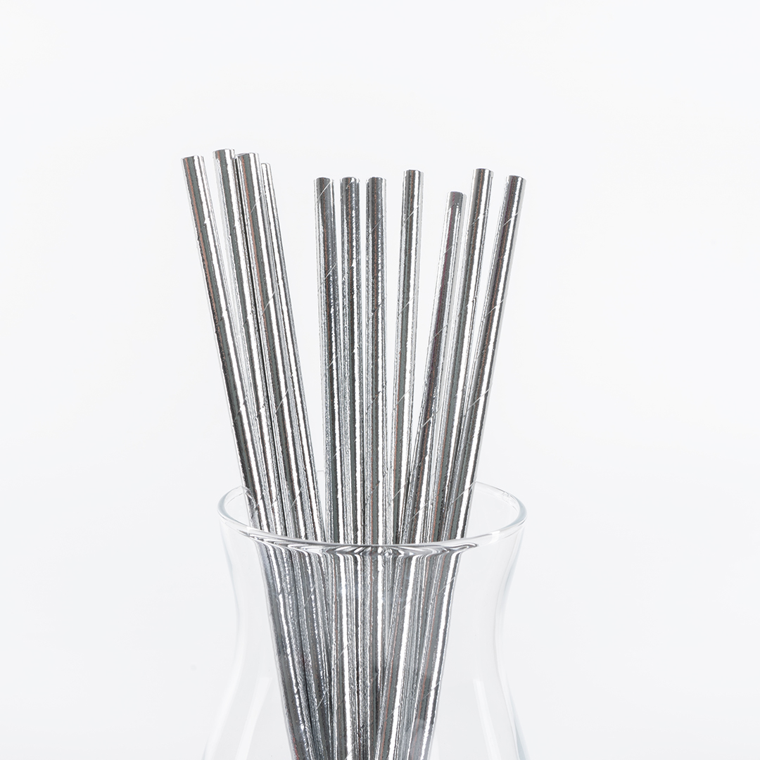 Трубочки для коктейлей, Серебро, Металлик, 12 шт. в упак. 