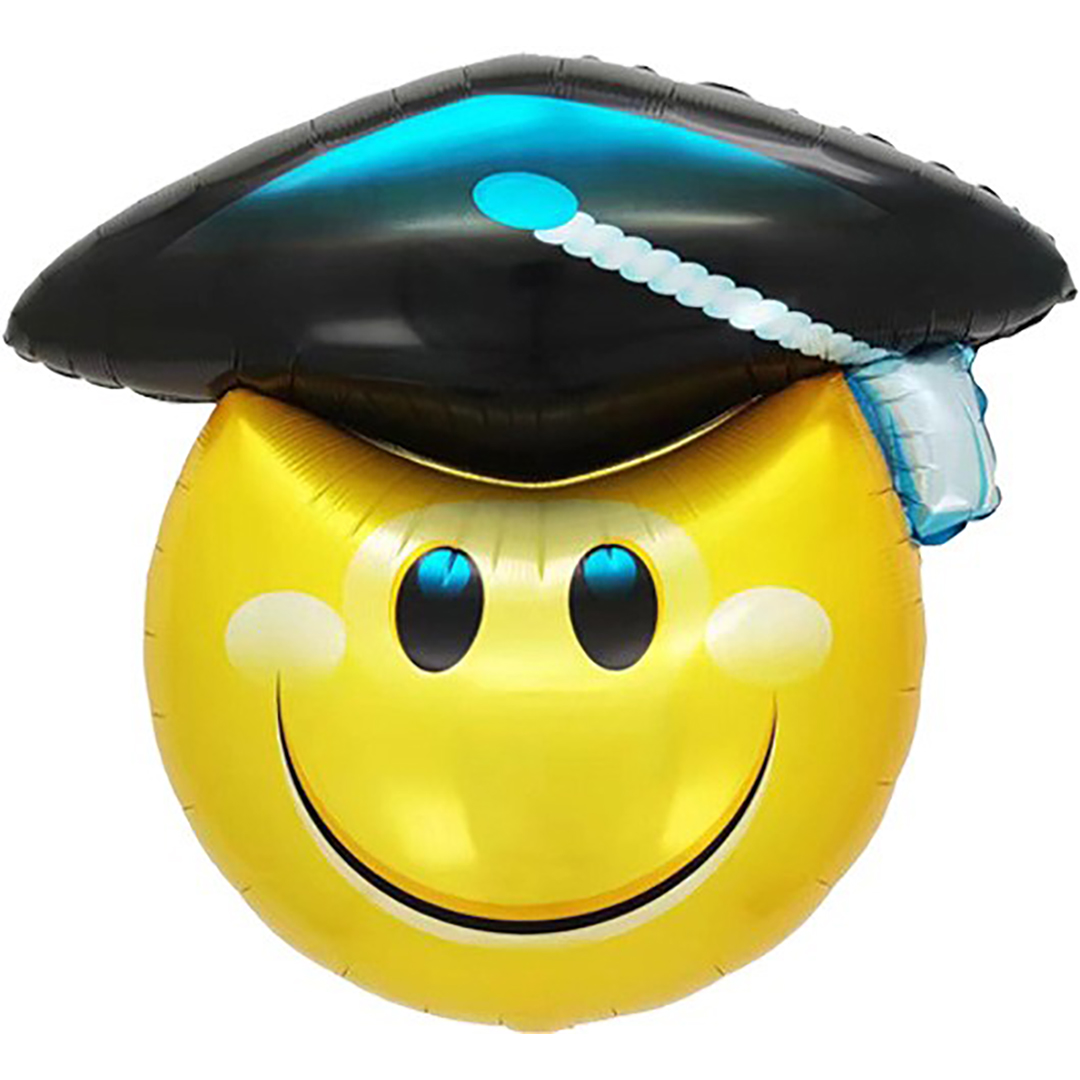 Шар (31''/79 см) Фигура, Смайл Выпускник, 1 шт.