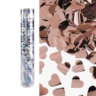 Пневмохлопушка (12/30 см), Вместе Навсегда!, Сердца фольга, Розовое Золото, Металлик, 1 шт.