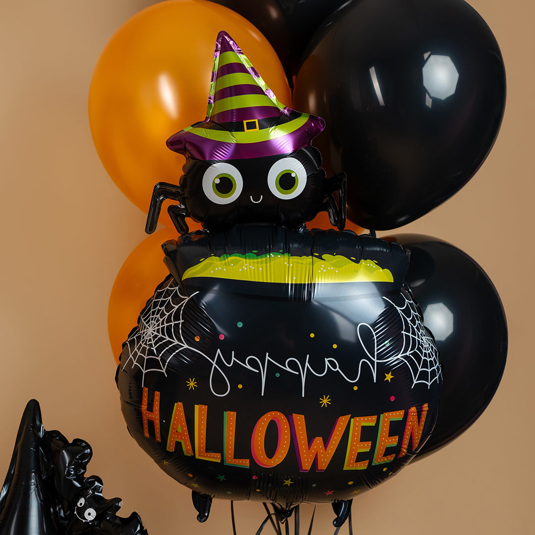 Шар (31''/79 см) Фигура, Паучок и котел ведьмы, 1 шт.