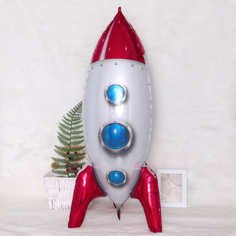 Шар (32''/81 см) Фигура, 3D Ракета, Красный, 1 шт.