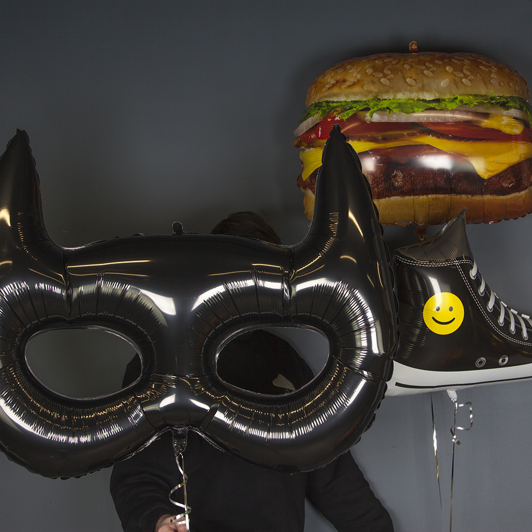 Шар (36''/91 см) Фигура, Маска, Черный, 1 шт. в уп.