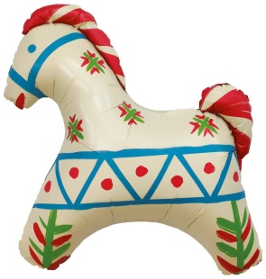 Шар (11''/28 см) Мини-фигура, Лошадка Русский узор, 1 шт.