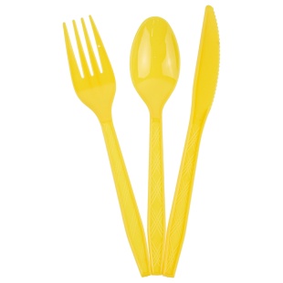 Набор столовых приборов, Вилки, Ложки, Ножи: 3*6 шт, Желтый, 15 см, 18 шт. в упак. 
