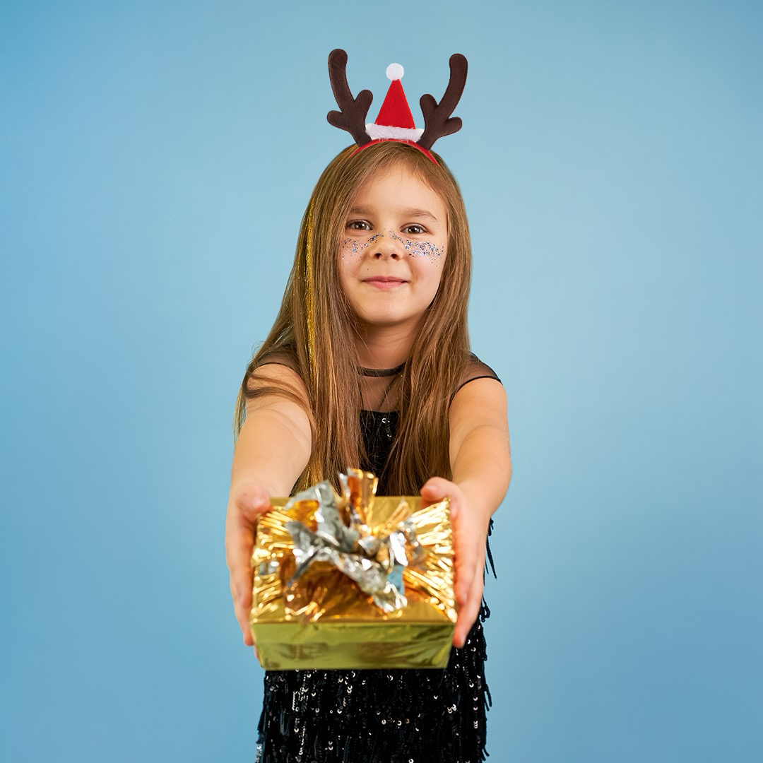 Ободок, Оленьи рожки с колпаком, Коричневый/Красный, 1 шт. 