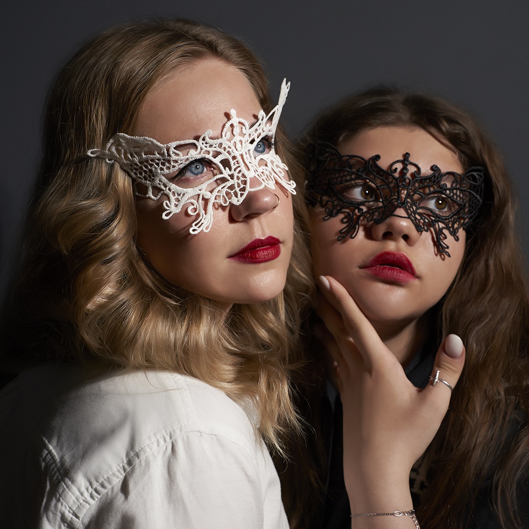 Маска кружевная, фигурная, Бабочка, Белый, 16*24 см, 1 шт. 