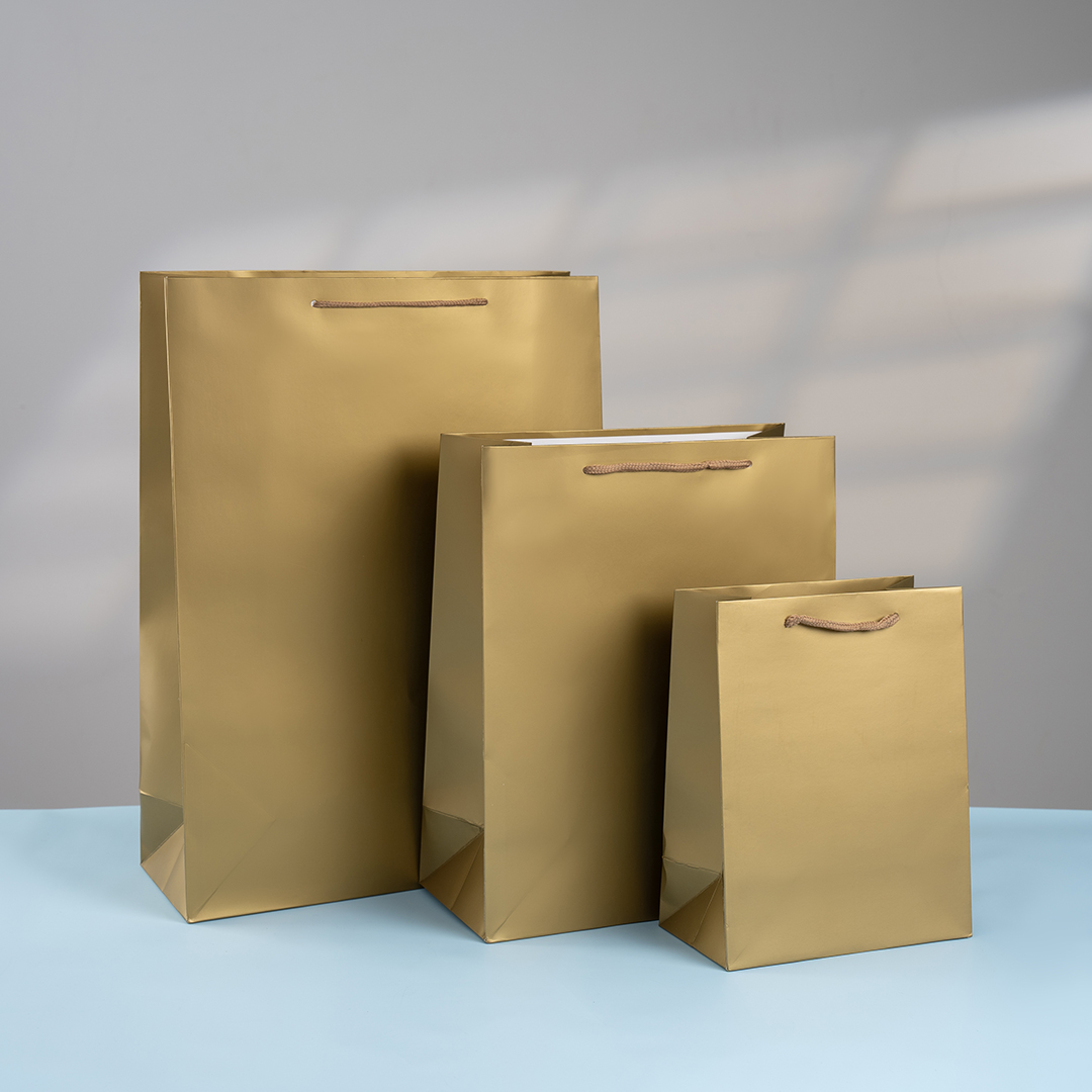 Пакет подарочный, 210гр, Классика, Золото, 23*18*10 см, 1 шт.