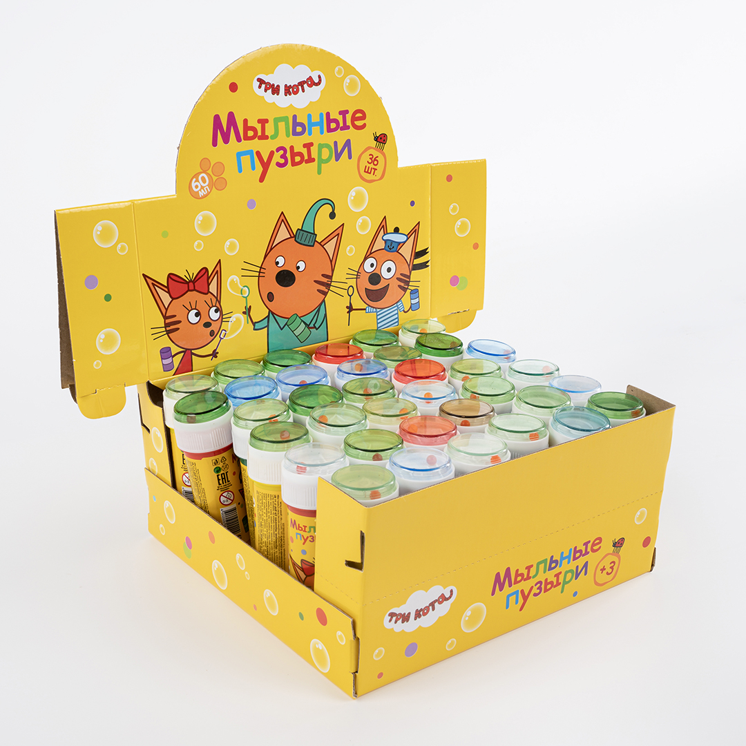 Мыльные пузыри Три Кота, Яркий праздник, 60 мл. 36 шт.