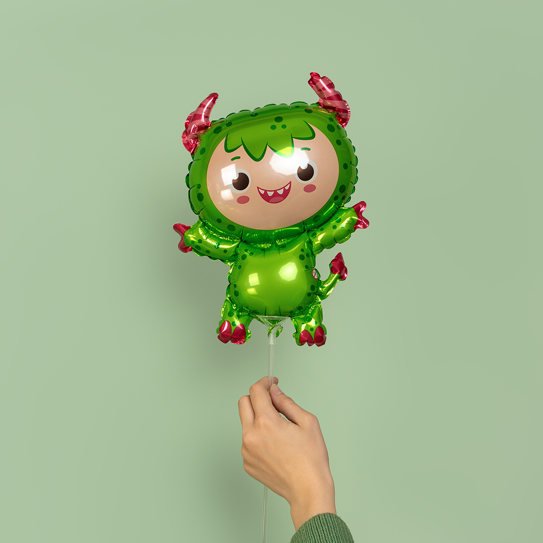 Шар (14''/36 см) Мини-фигура, Маленький чертенок, Зеленый, 1 шт.