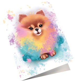 Мини - открытка, Милый шпиц, 6,5*8 см, 10 шт.