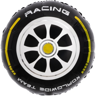 Шар (18''/46 см) Круг, Гоночное колесо, Черный/Желтый, 1 шт. в уп. (цв.этик.)