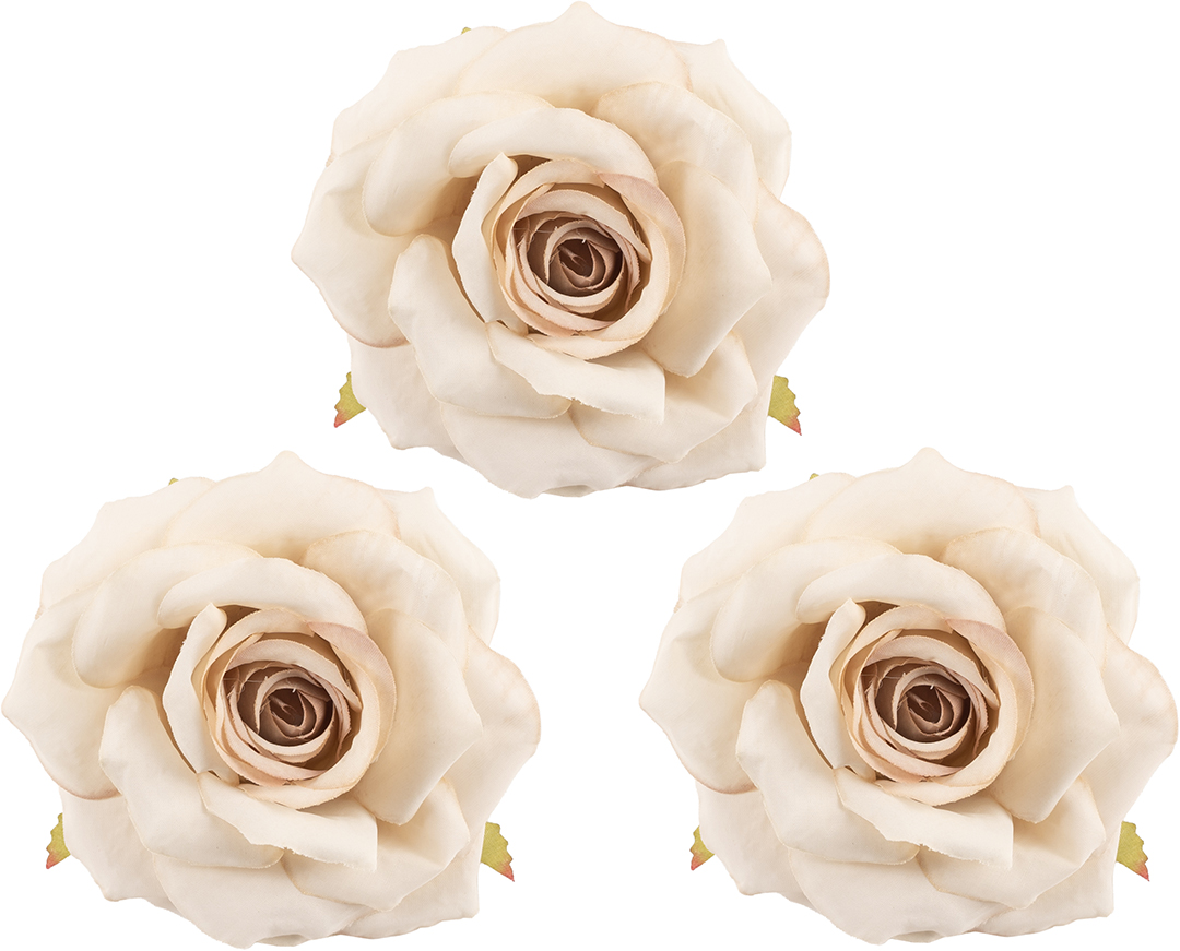 Роза (бутон), искусственная, Кремовый, 9 см, 3 шт. в упак. 