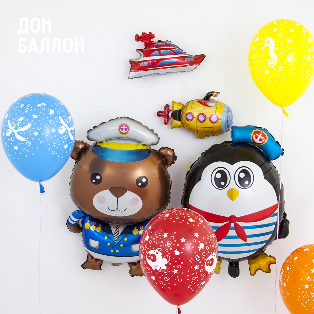 Шар (31''/79 см) Фигура, Пингвин Морячок, 1 шт.