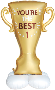 Шар 3D (61''/155 см) Фигура на подставке, Кубок, Ты Лучший, №1, Золото, Сатин, 1 шт. в уп.