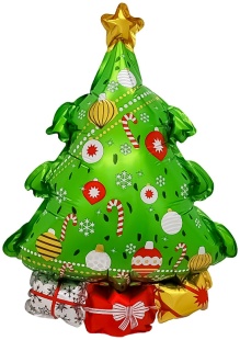 Шар с клапаном (17''/43 см) Мини-фигура, Новогодняя елочка, 5 шт. в уп.