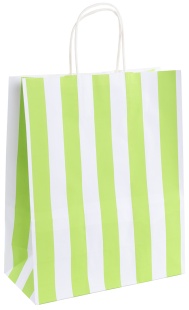 Пакет подарочный, Крафт 120гр, Полоски, Дизайн №4, Светло-зеленый, 21*15*8 см, 1 шт.