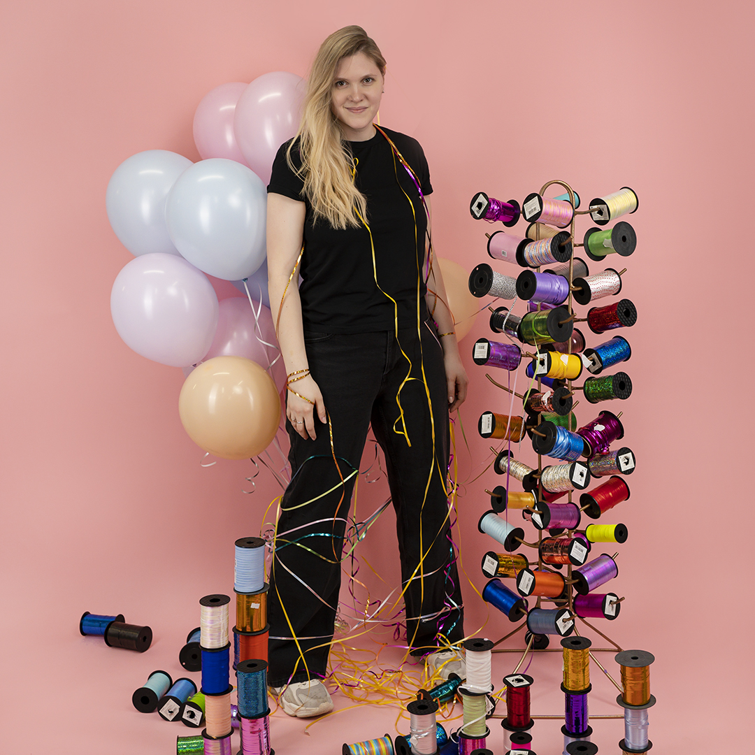 Лента полипропиленовая (0,5 см*100 м) Голубой, Глиттер, 1 шт.