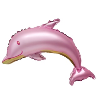 Шар с клапаном (17''/43 см) Мини-фигура, Дельфин, Розовый, Сатин, 5 шт. в уп. (цв.этик.)