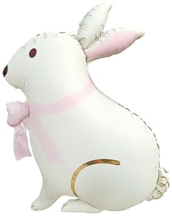 Шар (33''/84 см) Фигура, Зайка с бантиком, Розовый, Сатин, 1 шт.