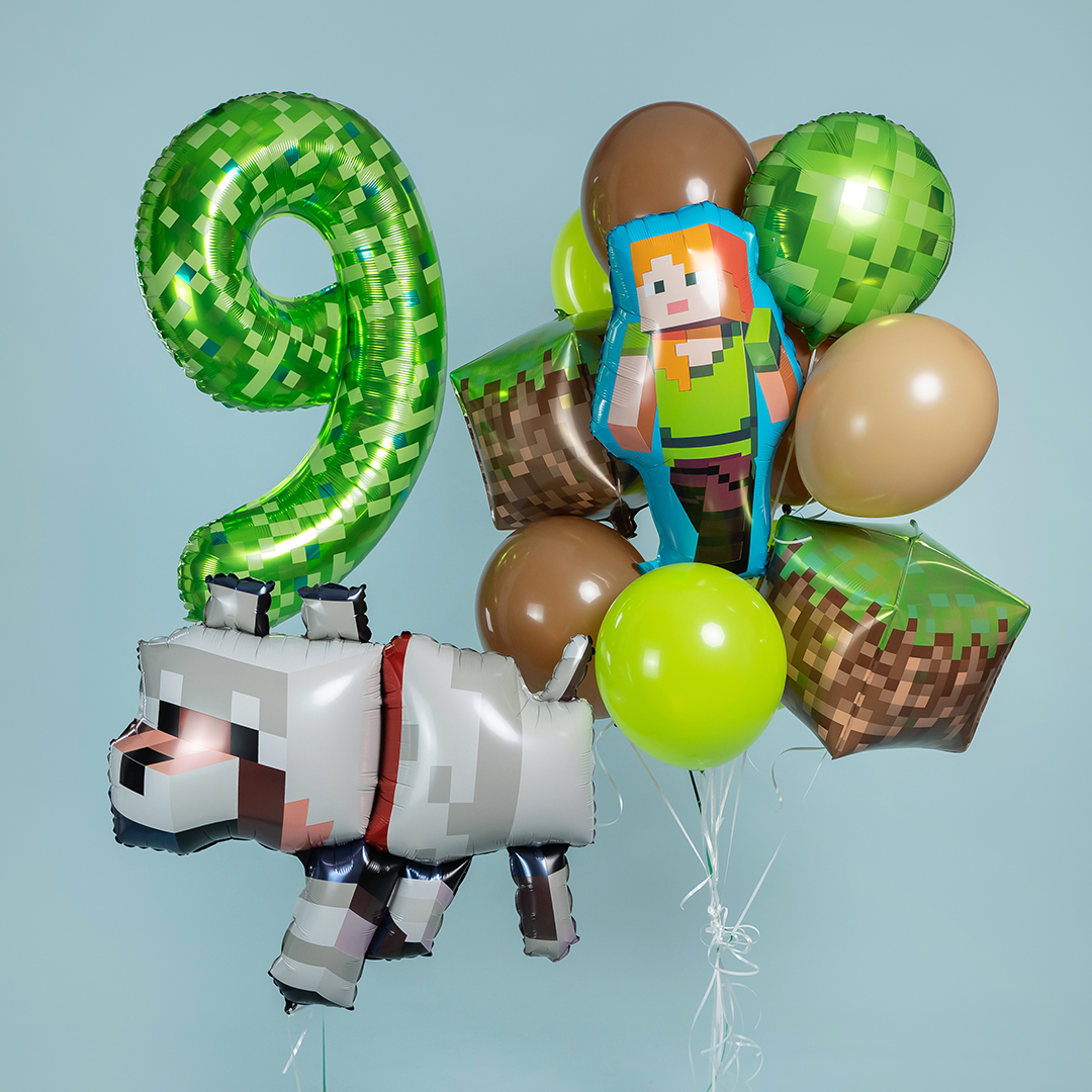 Шар (35''/89 см) Фигура, Пиксельный волк, 1 шт. в уп.