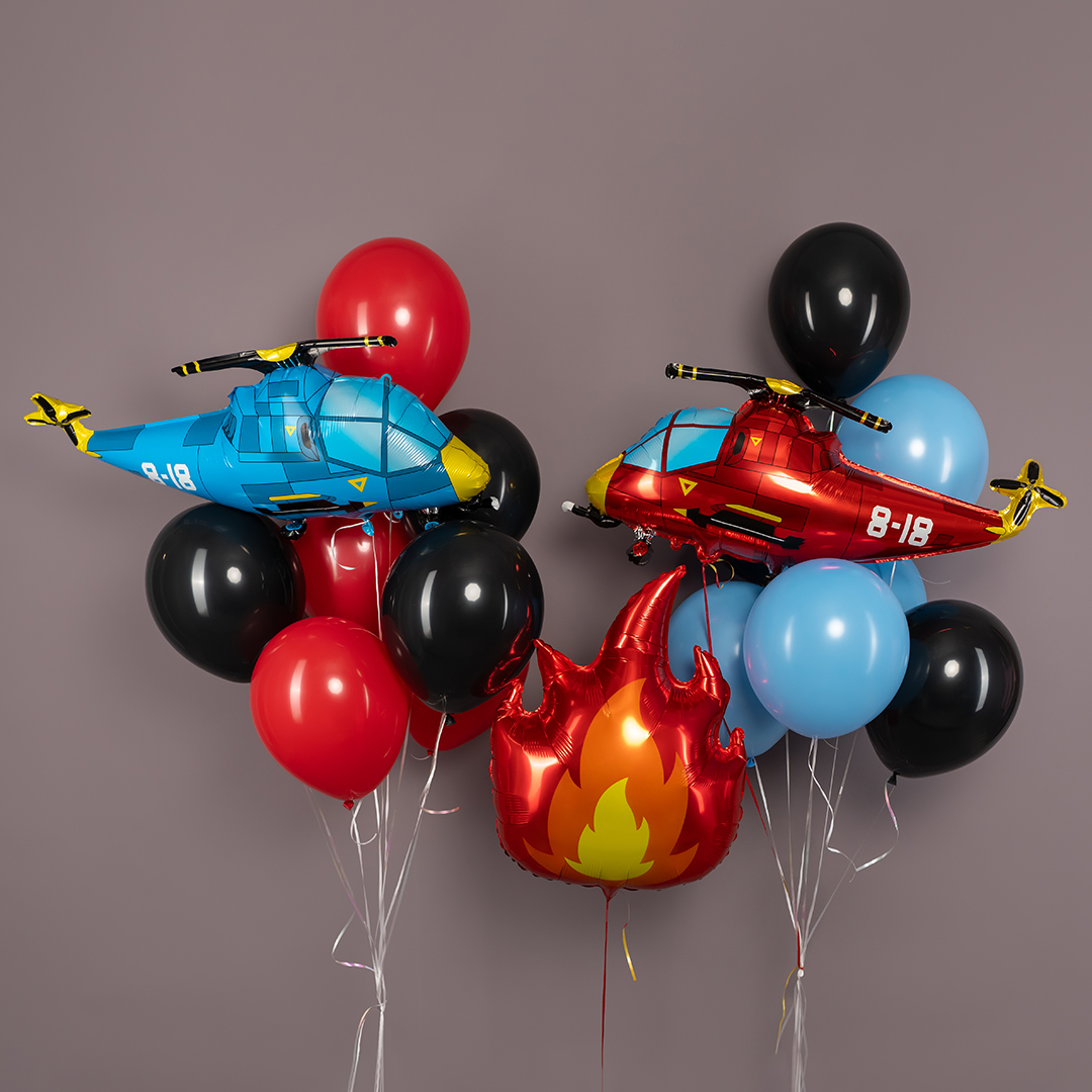 Шар (36''/91 см) Фигура, Вертолет, Синий, 1 шт. в уп.