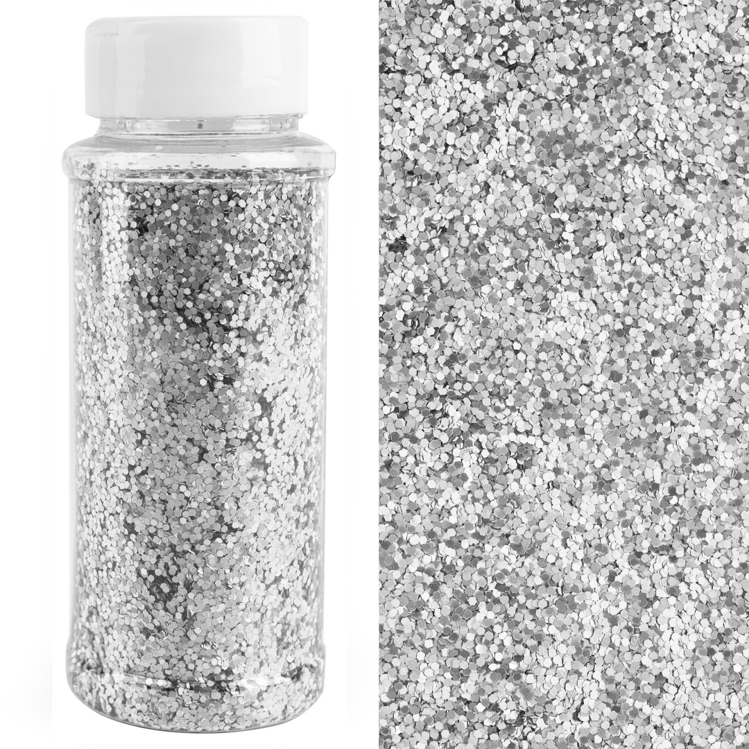 Конфетти фольга Шестиугольники, Серебро, Голография, 0,1 см, 90 г.