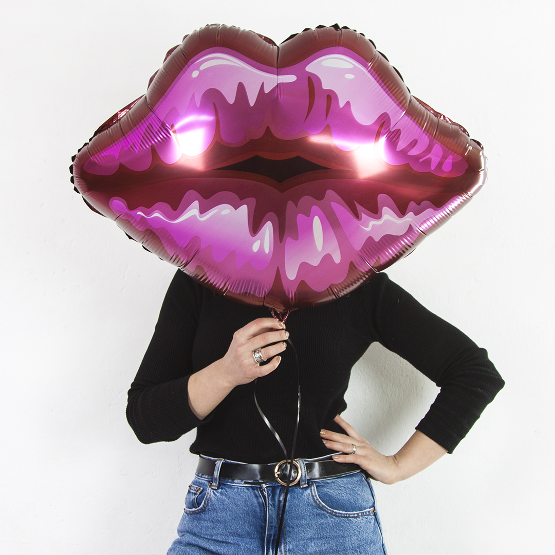 Шар (30''/76 см) Фигура, Губы, Красный, 1 шт. в уп.