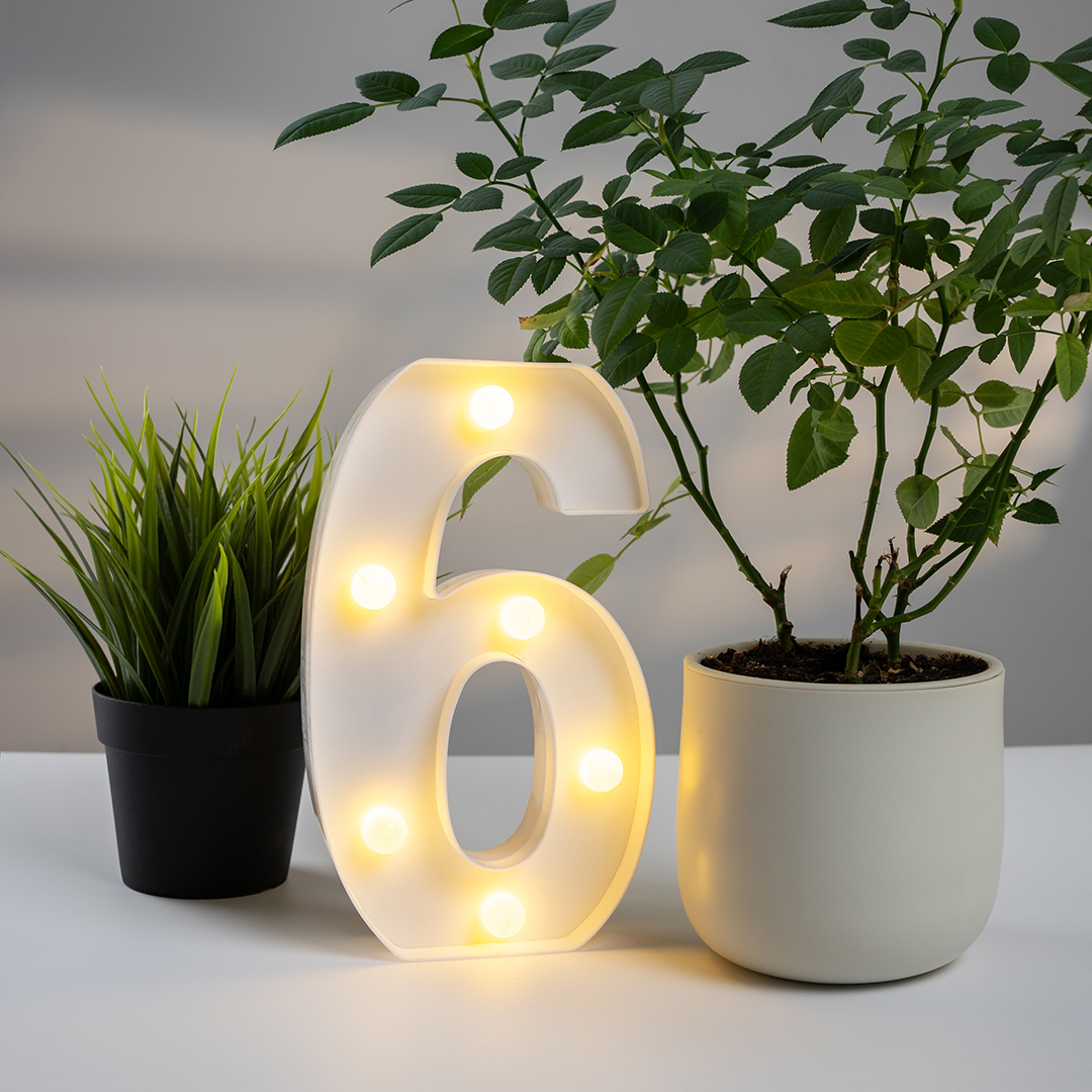 Световая фигура Цифра, 6/9, 21 см. Белый, 1 шт.