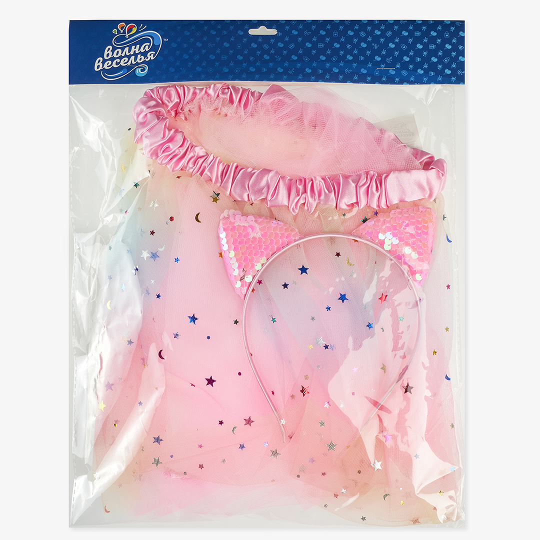 Набор (ободок и юбочка), Очаровательная Кошечка, Розовый, 1 шт. 