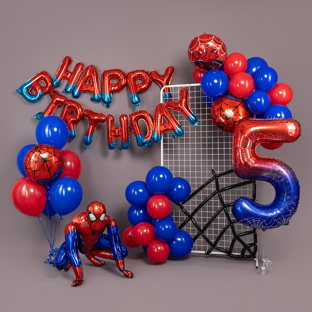 Шар (18''/46 см) Круг, Герой Паук, Красный/Синий, 1 шт. в уп.
