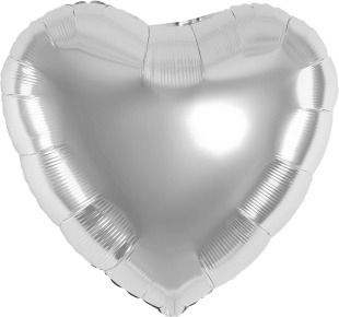 Шар (24''/61 см) Сердце, Серебро, Металлик, 1 шт.