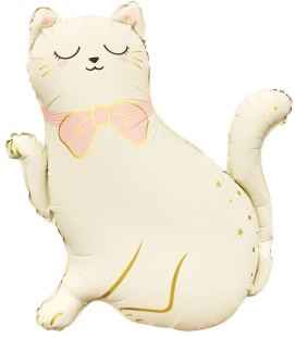 Шар (27''/69 см) Фигура, Кошечка с бантом, Сатин, 1 шт. в уп.