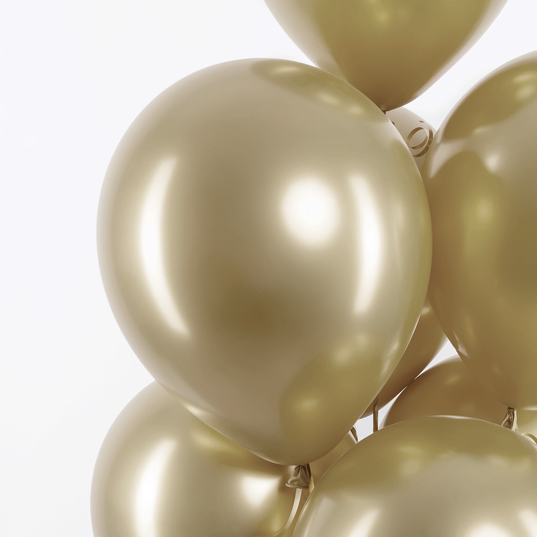 Шар (12''/30 см), Белое золото, хром, 50 шт.