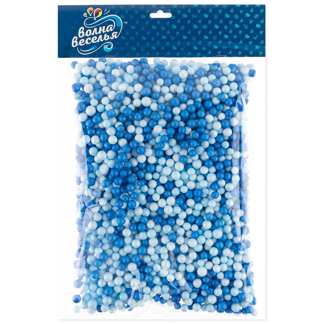 Шарики пенопласт, Цветной микс, Голубой/Синий, 6-8 мм, 20 гр.