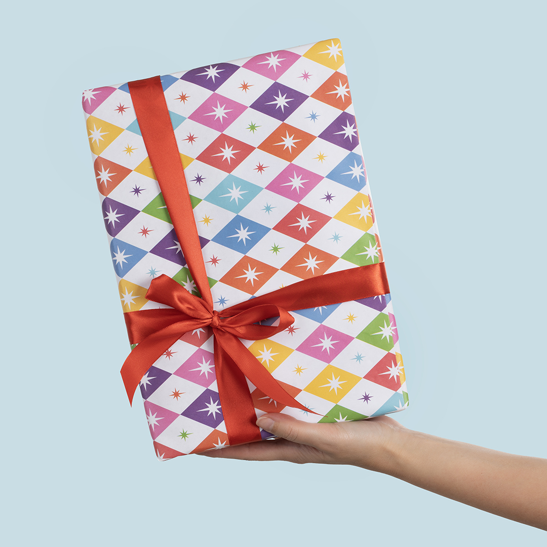 Упаковочная бумага 80гр (0,7*1 м) Яркие ромбы, 10 шт.