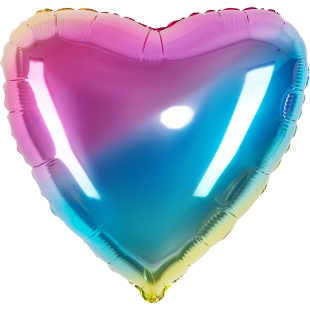 Шар (9''/23 см) Мини-сердце, Нежная радуга, Градиент, 1 шт.