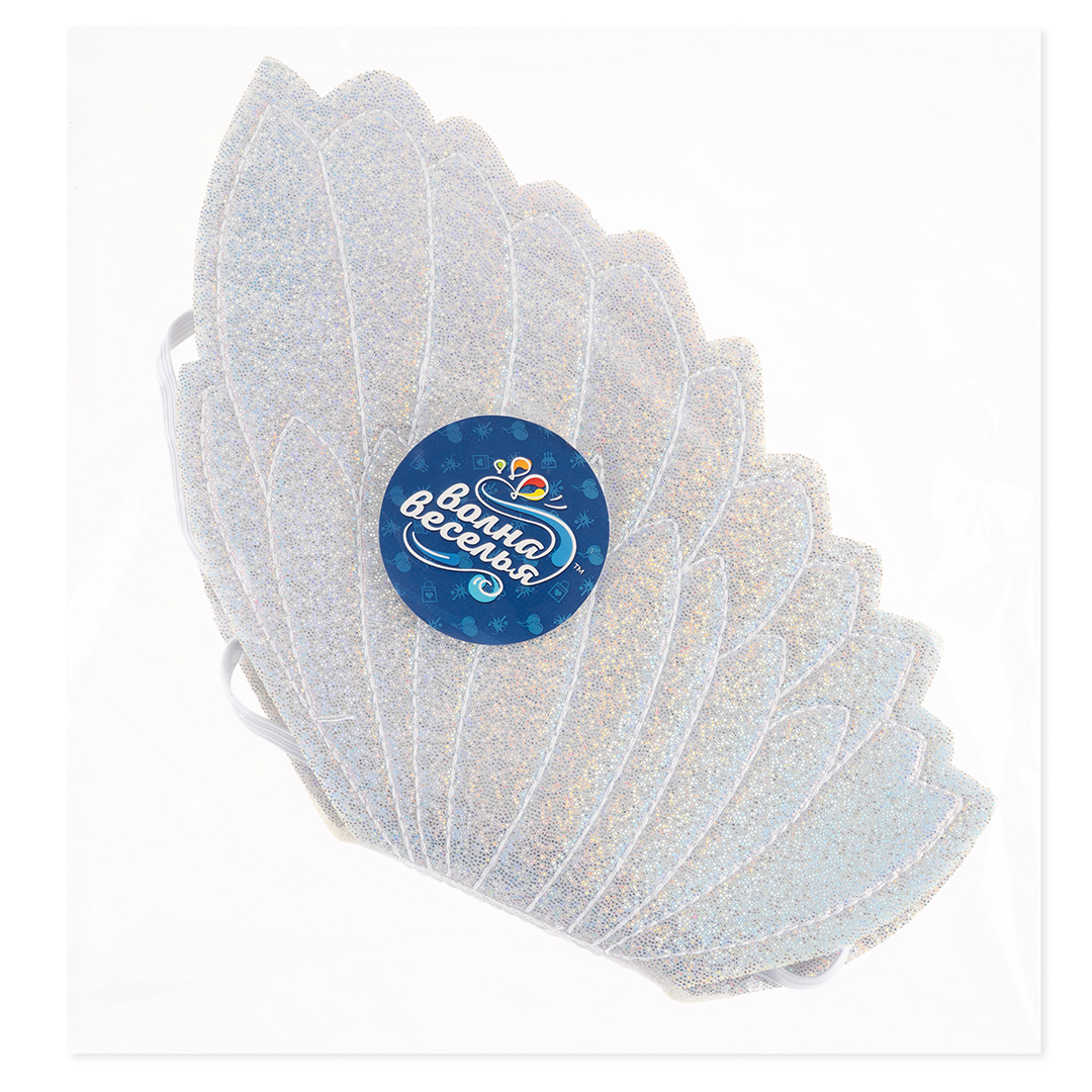 Крылья, Ангел, Белый, Металлик, 34*25 см, 1 шт. 