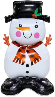 Шар 3D (62''/157 см) Фигура на подставке, Снеговик в цилиндре, 1 шт. в уп.