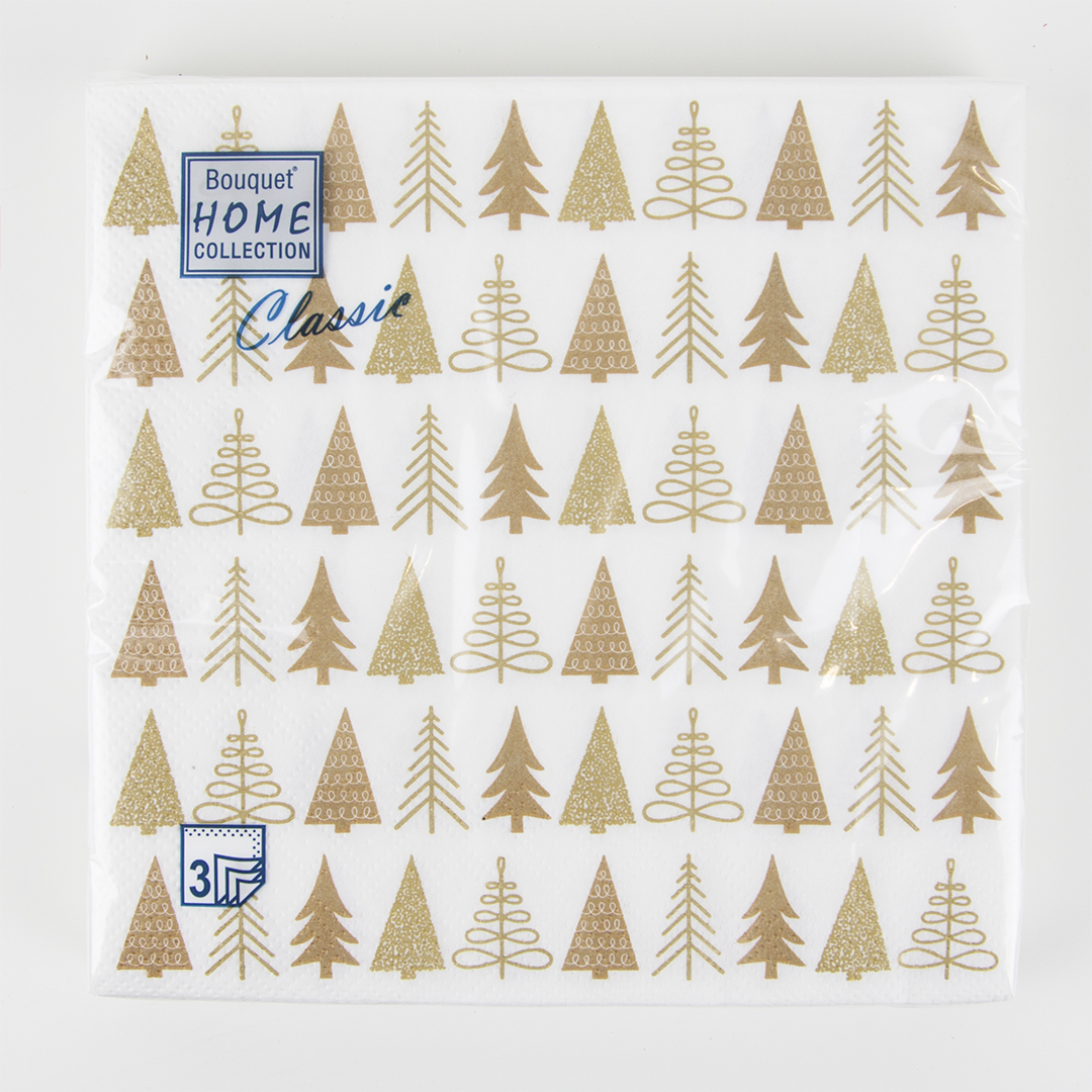 Сервировочные салфетки, Золотые елочки, 33*33 см, 20 шт.