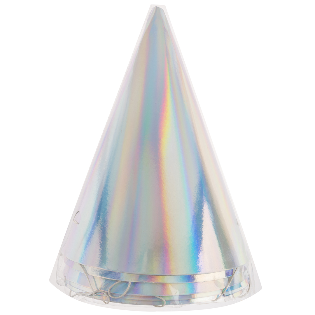 Колпаки, Серебро, Голография, 16 см, 6 шт. в упак. 